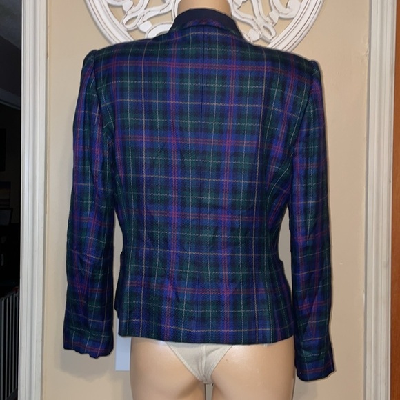 Le Suit women’s 10 medium blazer jacket vintage plaid buisness casual blue green - Picture 4 of 8